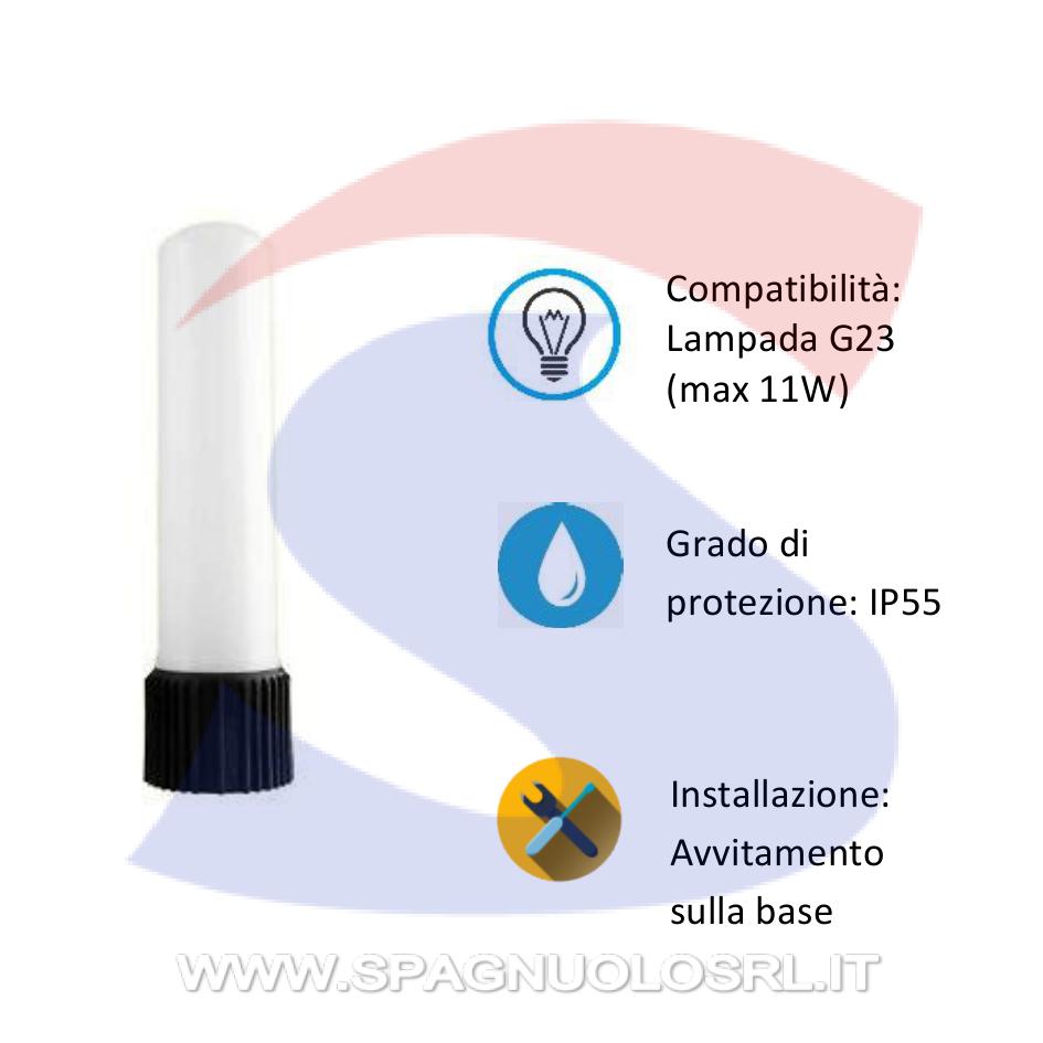 Portalampada da Giardino da muro attacco G23 - NIBA ILLUMINAZIONE 5535OPNE