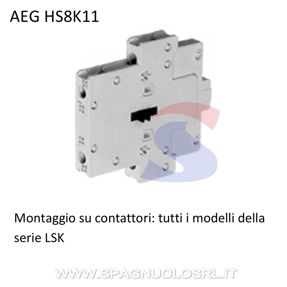 Blocco contatti ausiliari 1NO+1NC per contattori serie LSK - AEG HS8K11