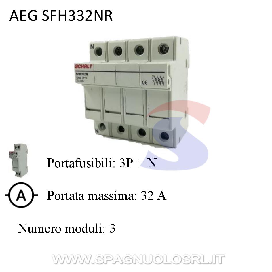 Portafusibile sezionabile 3P+N 32 A 500V, 3 moduli - AEG SFH332NR