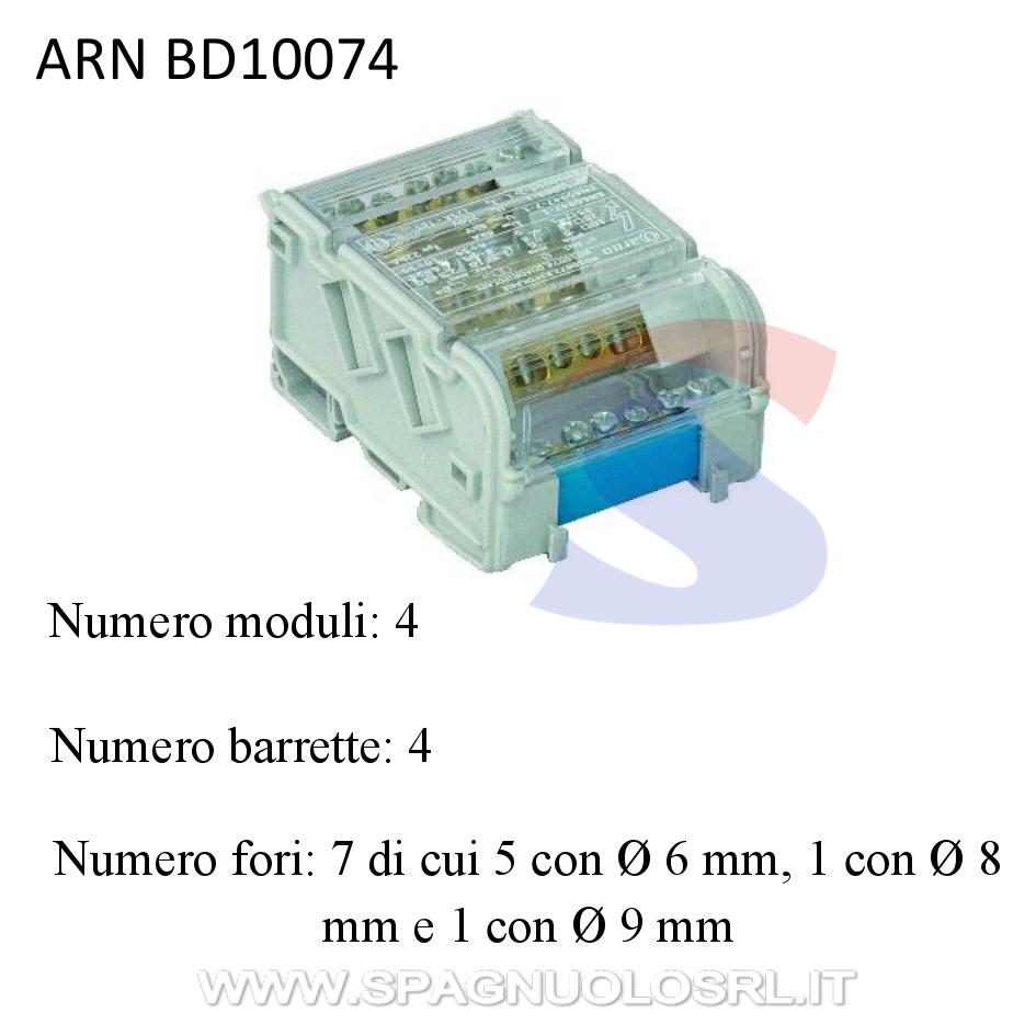 Morsettiera Quadripolare 4 barrette 7 fori 125 A, 4 moduli - ARNOCANALI BD10074