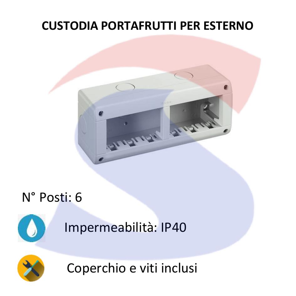Cassetta portafrutti da esterno 188x76x55 mm 6 posti - BTICINO 25406