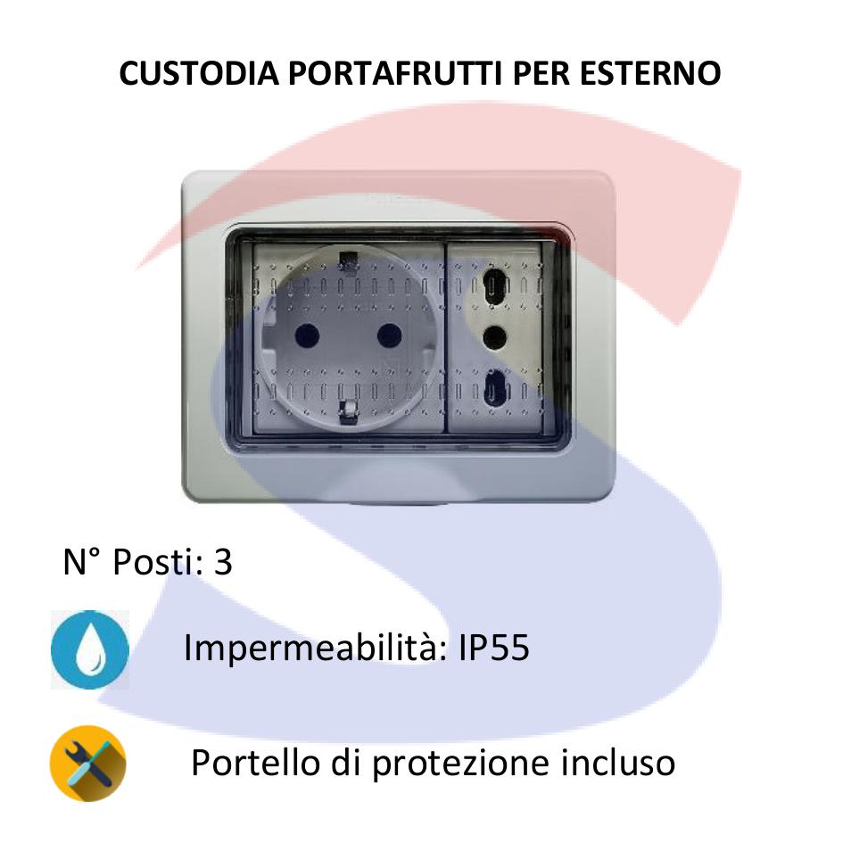 Cassetta portafrutti da esterno 100x76x65 mm 3 posti - BTICINO 25503