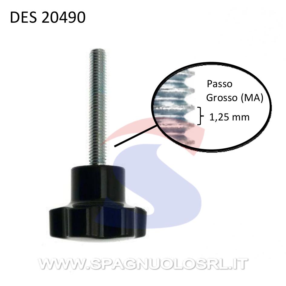 Volantino maschio con perno di 20 mm e pomello di Ø 30 mm - DE SANTIS 20490