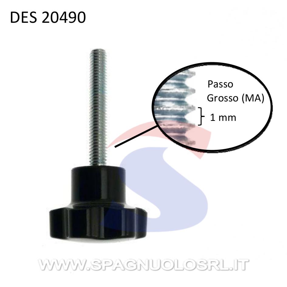 Volantino maschio con perno di 15 mm e pomello di Ø 30 mm - DE SANTIS 20495