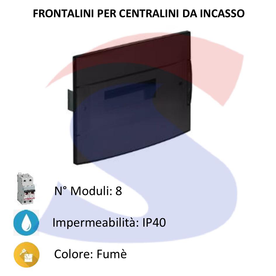 Frontalino in resina termoplastica 8 moduli fumè - BTICINO F215P/8D