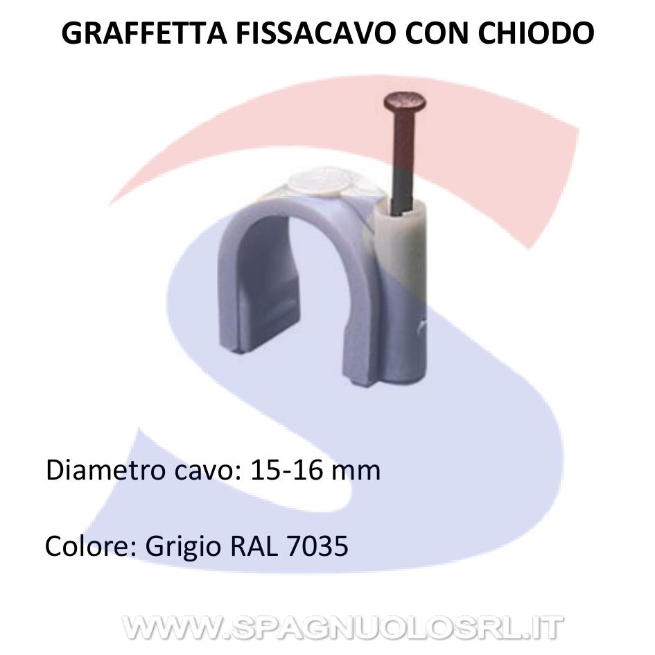 Graffetta con chiodo per cavo Ø 15-16 mm Grigio RAL7035 - GEWISS GW50616