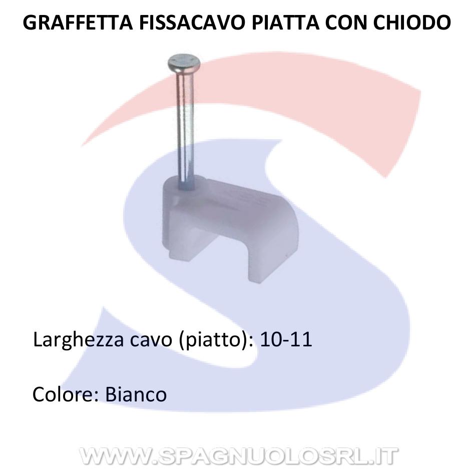Graffetta con chiodo per cavo piatto 10-11 mm Bianca - GEWISS GW50625
