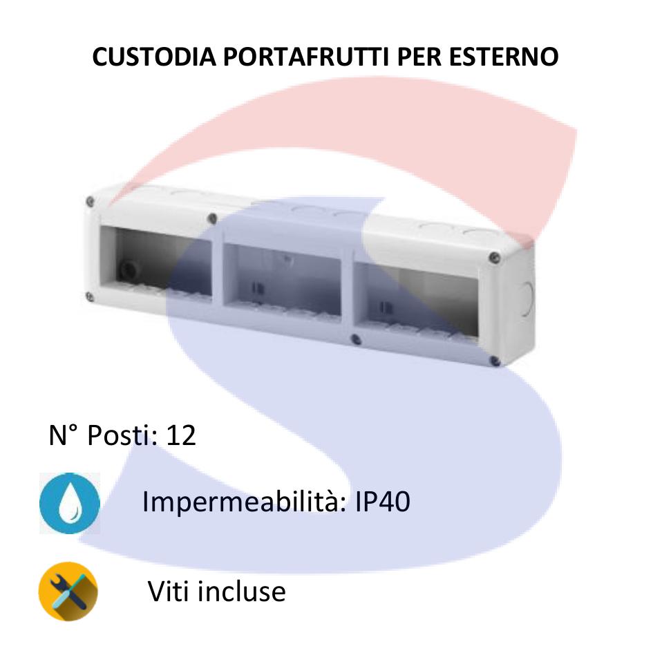 Cassetta portafrutti da esterno 330x82x55 mm 12 posti - GEWISS GW27007