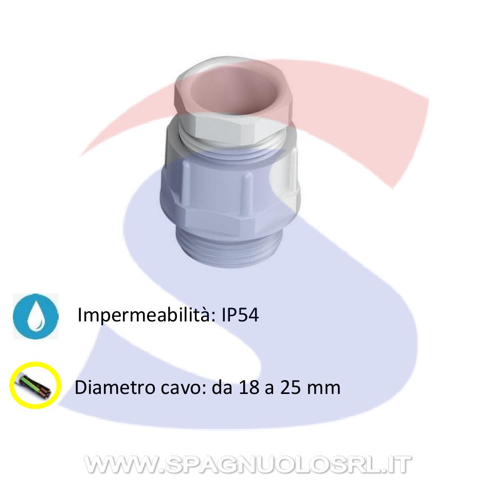 Pressacavo passo PG29 per cavo Ø 18 - 25 mm Grigio RAL7035 - HAGEMEYER 2013082