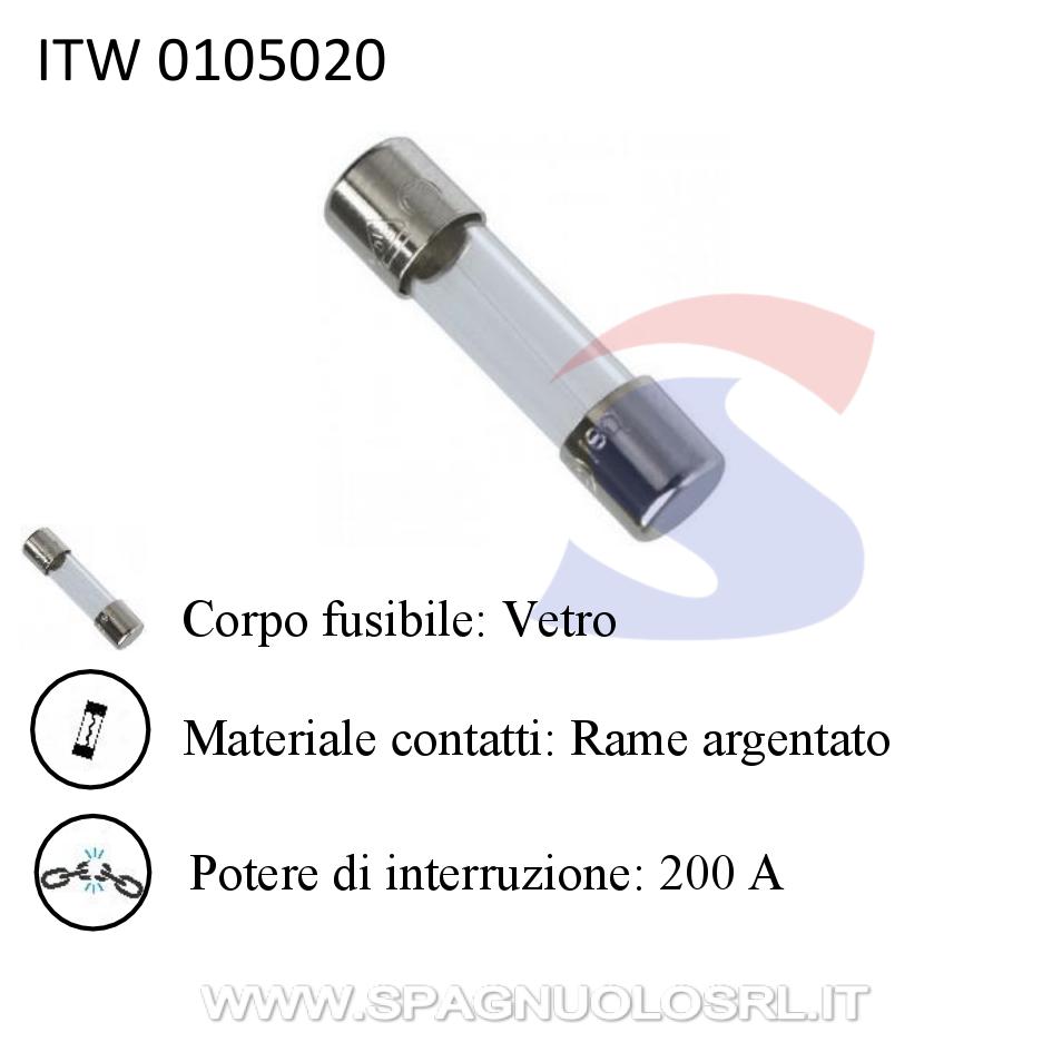 Fusibile in vetro 5x20 mm 20 A 250 V - ITALWEBER 0105020