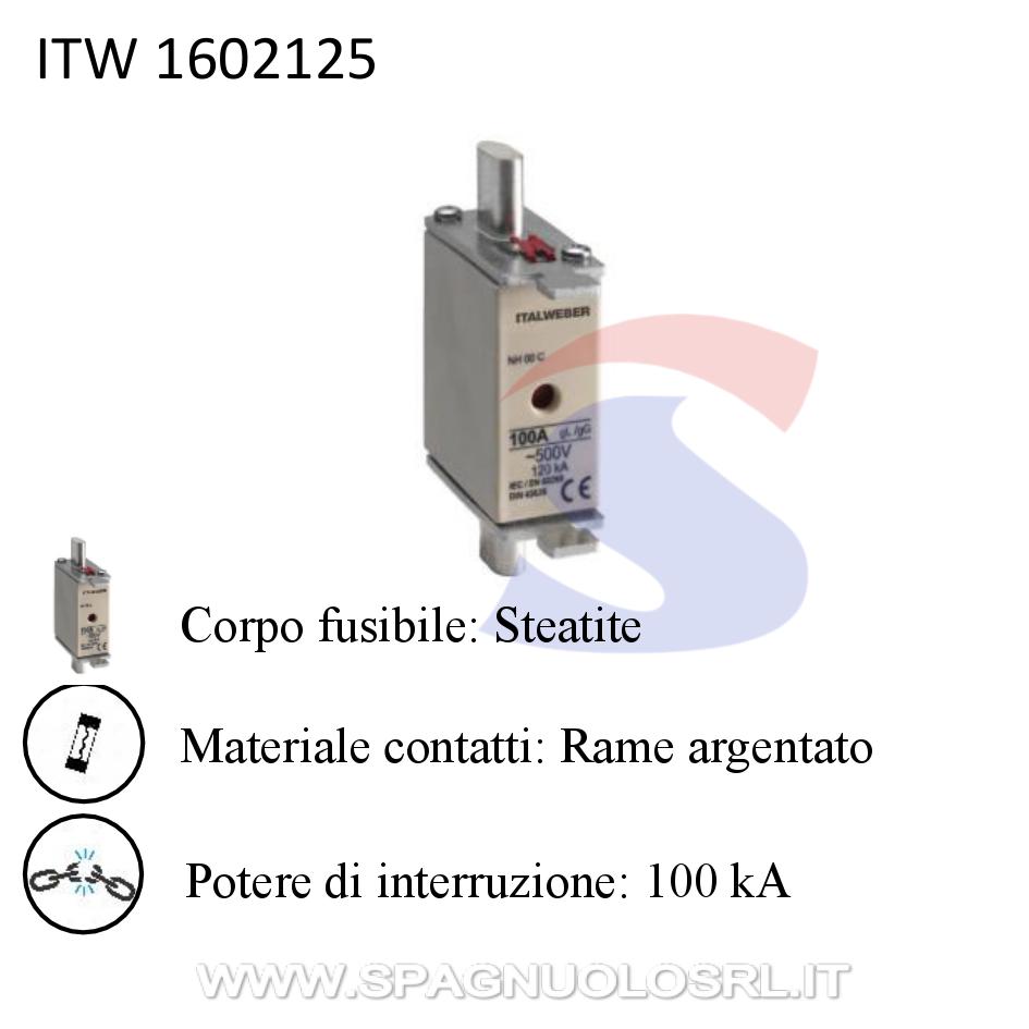 Fusibile a coltello tipo NH00 in steatite curva aM 125A 500V - ITALWEBER 1602125