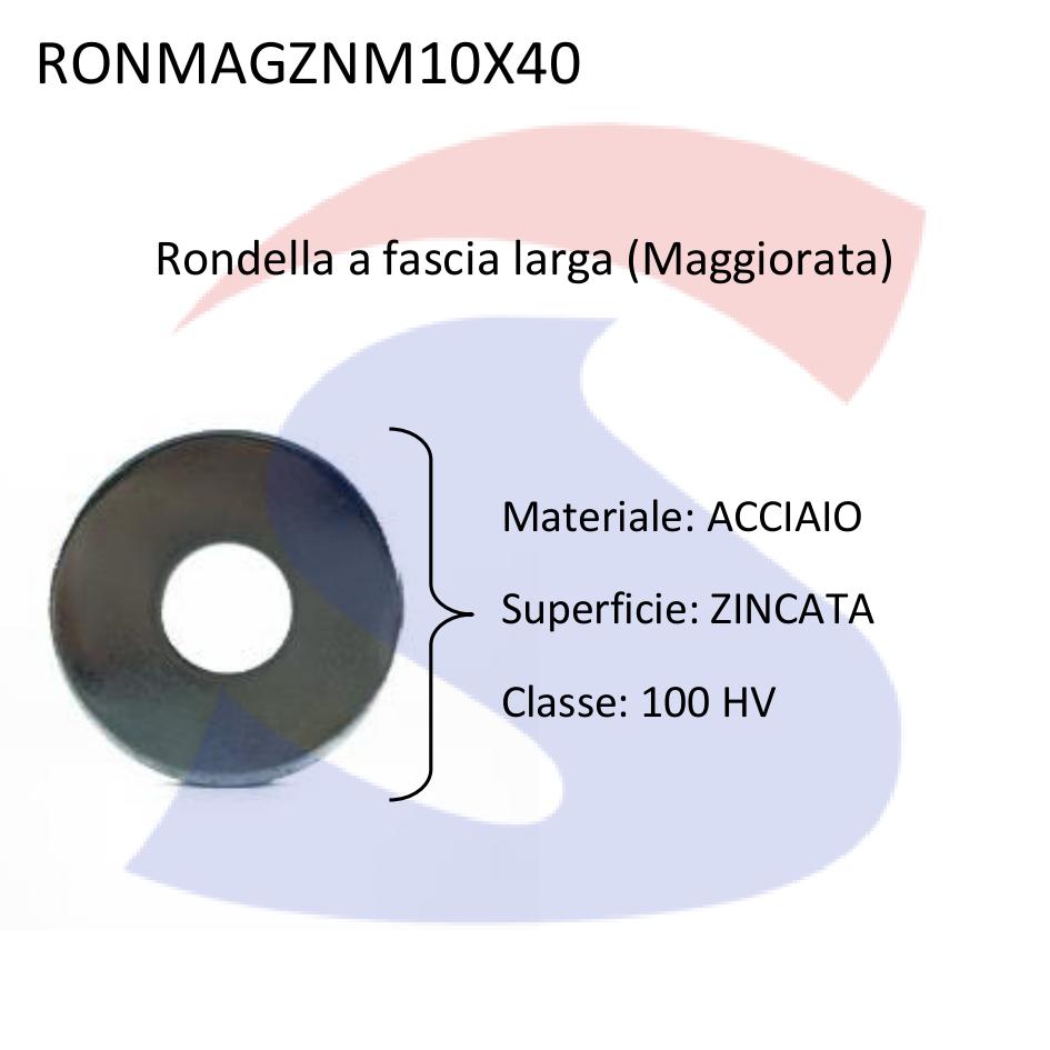 Rondella a Fascia Larga (Maggiorata) Zincata M10X40 - VITI RONMAGZNM10X40