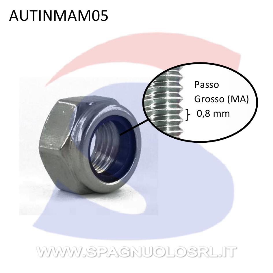 Dado Esagonale Autobloccante Alto Inox Passo Grosso M5 - VITI AUTINMAM05