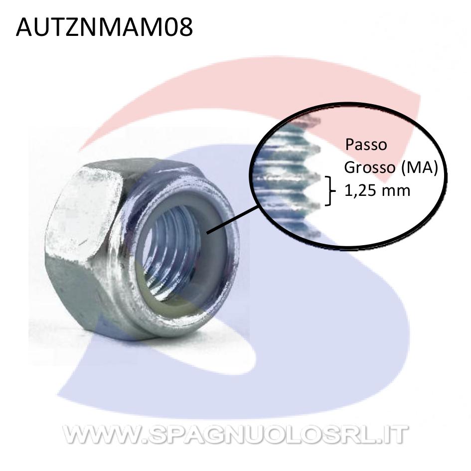 Dado Esagonale Autobloccante Alto Zincato Passo Grosso M8 - VITI AUTZNMAM08
