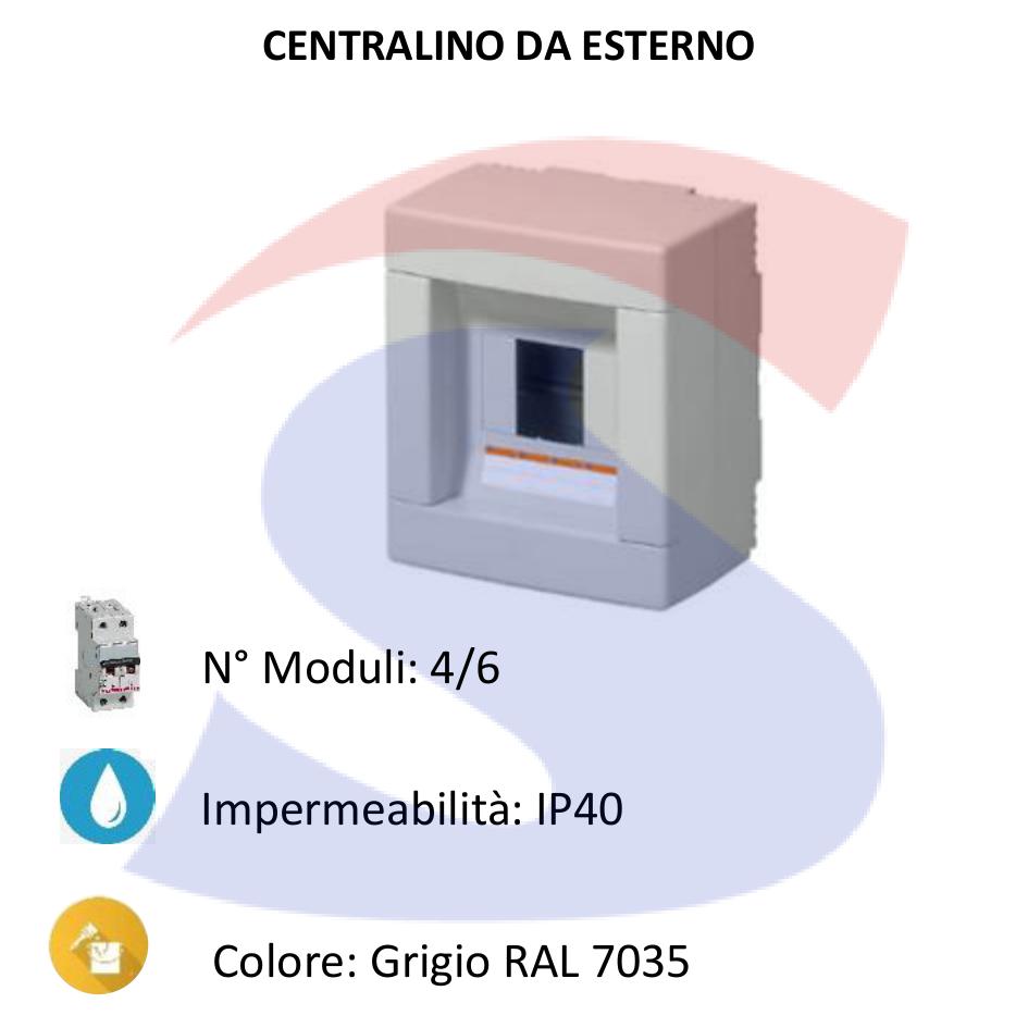 Centralino modulare da esterno 140X135x90 mm 4/6 moduli - MARLANVIL 90.06