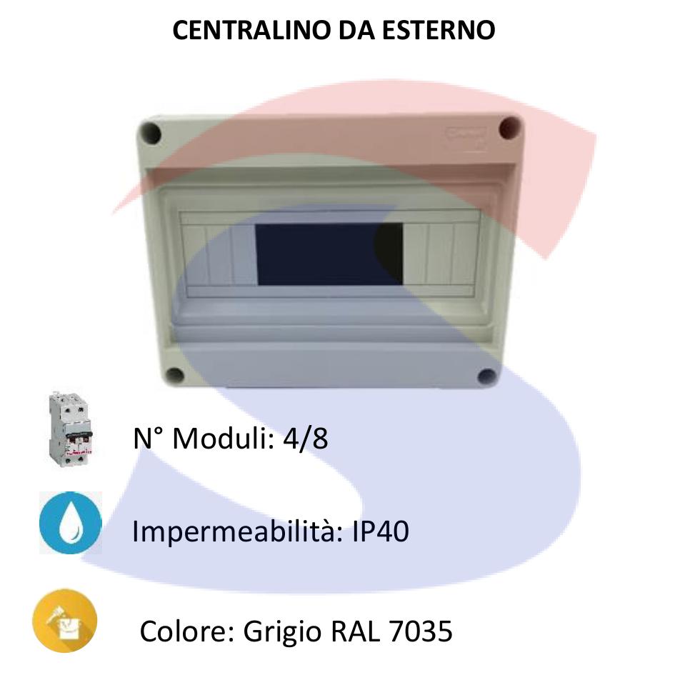 Centralino modulare da esterno 200X160x90 mm 4/8 moduli - MARLANVIL 90.08