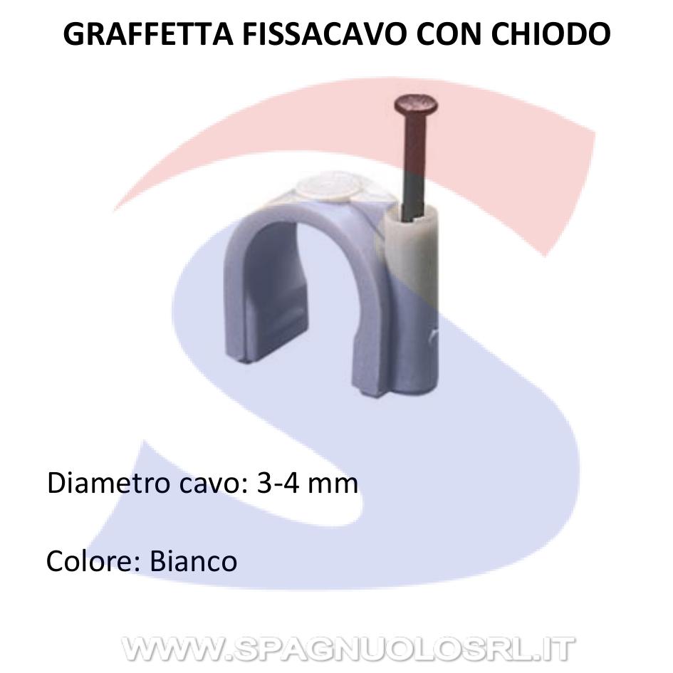 Graffetta con chiodo per cavo Ø 3-4 mm Bianca - MASTER 400B34