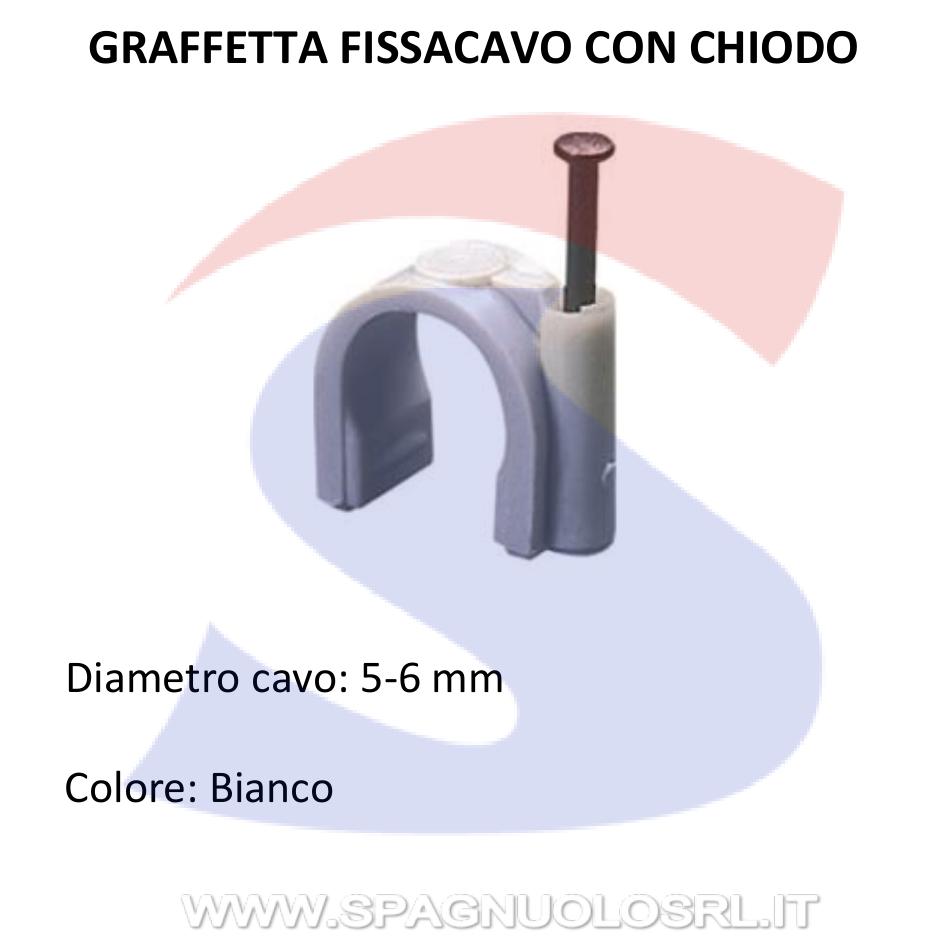 Graffetta con chiodo per cavo Ø 5-6 mm Bianca - MASTER 400B56