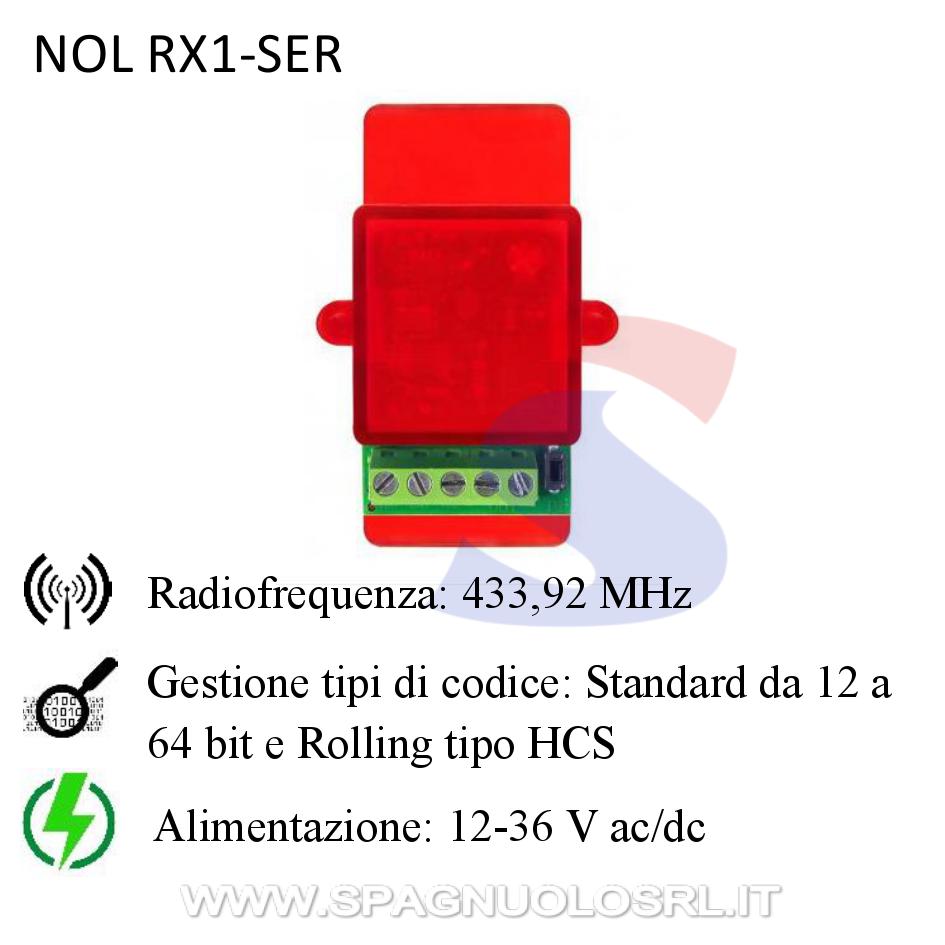 Mini ricevitore monocanale per comando di elettroserrature - NOLOGO RX1-SER