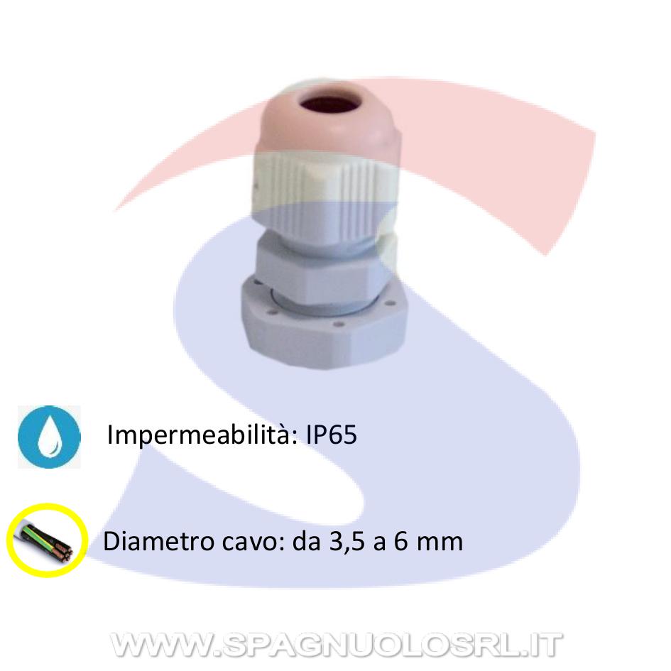 Pressacavo passo PG7 per cavo Ø 3,5 - 6 mm Grigio RAL7035 - MASTER PPG2007
