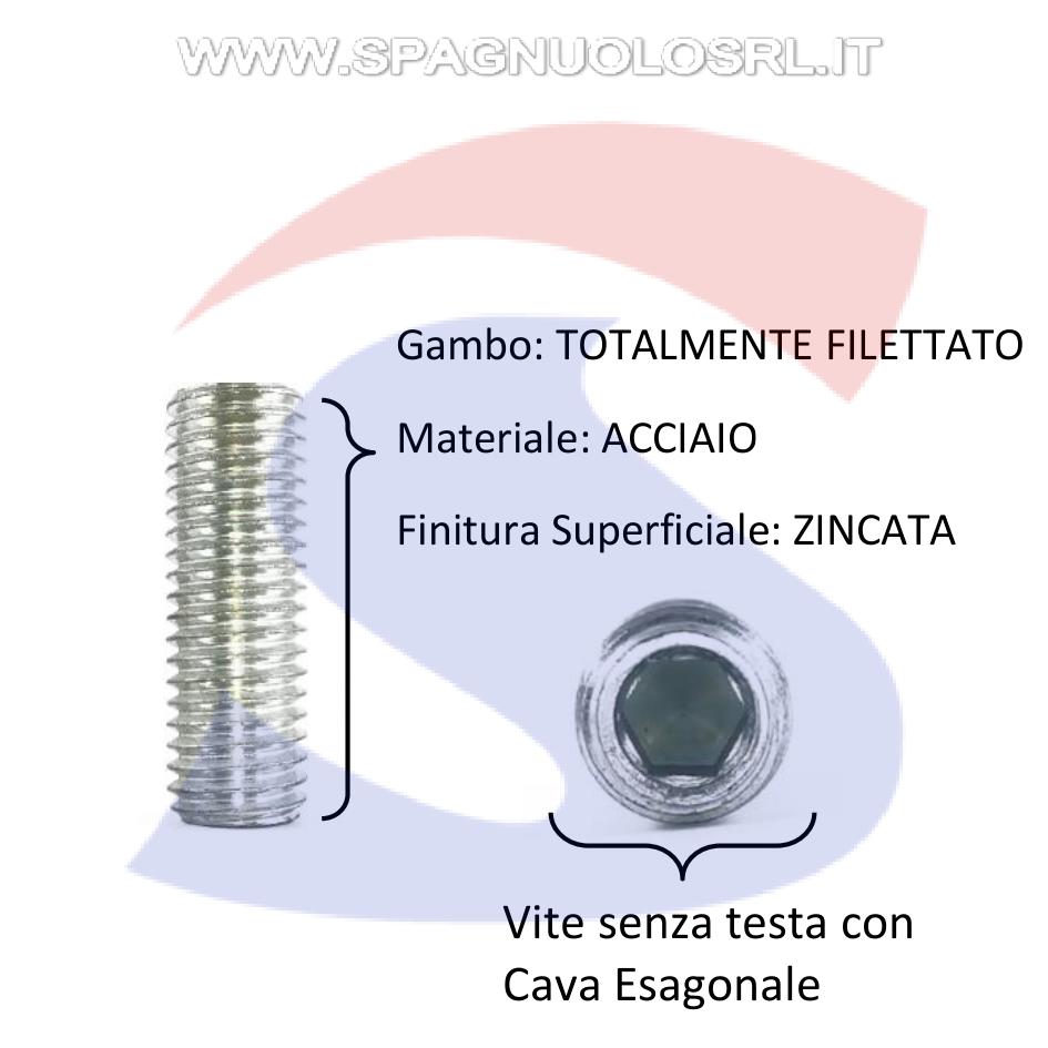 Vite senza Testa (GRANO) con Estremità Piana Zincata 6X20 - VITI GRAPIAZNM06X20