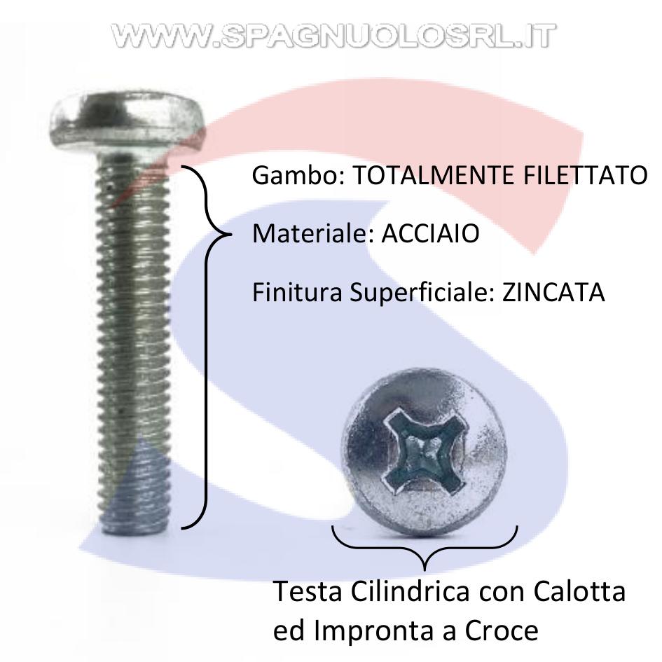Vite TC con Calotta ed Impronta a Croce Zincata 6X50 mm - VITI VITCROMZN06L50