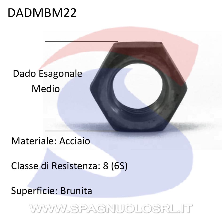 Dado Esagonale Medio Brunita Passo Fine M22 - VITI DADMBM22