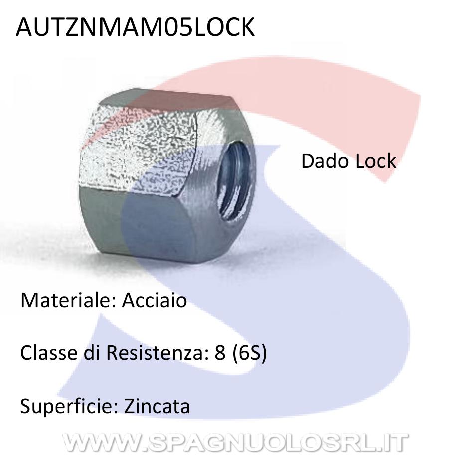 Dado Esagonale Autobloccante Lock Zincato Passo Grosso M5 - VITI AUTZNMAM05LOCK