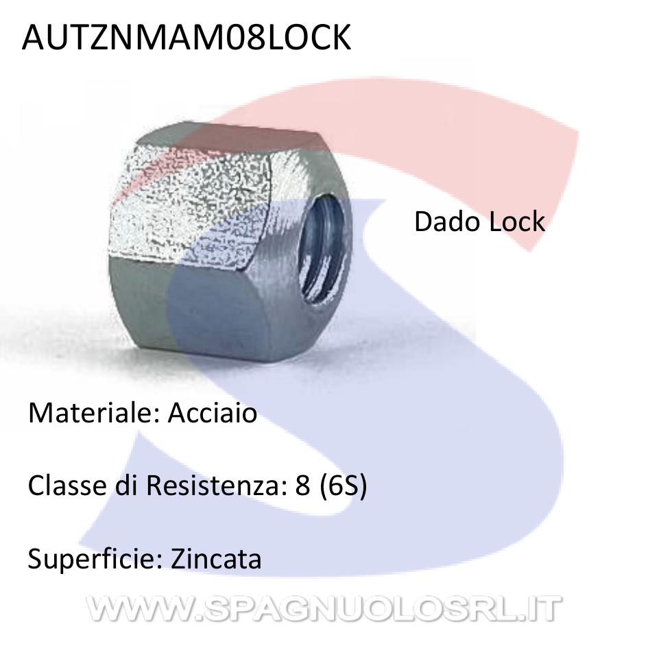 Dado Esagonale Autobloccante Lock Zincato Passo Grosso M8 - VITI AUTZNMAM08LOCK