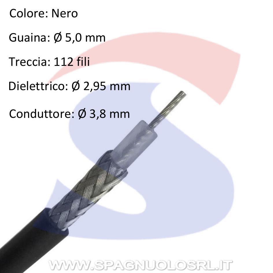 Cavo coassiale RG58 con impedenza 50 Ohm - MESSI & PAOLONI RG58MAR100