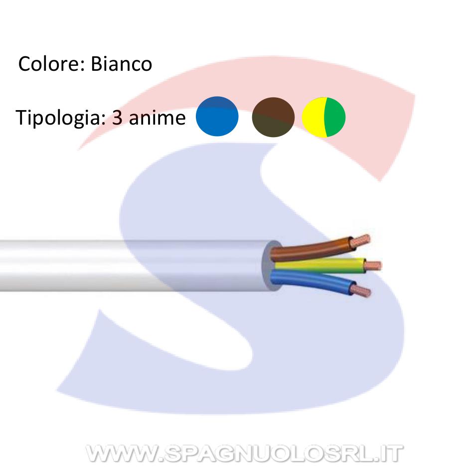 Cavo uso domestico tondo 3 x 0,75 mm² Bianco - MESSI & PAOLONI CUD3075B