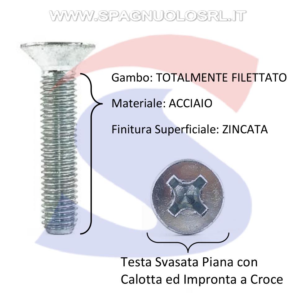 Vite TSP con Calotta ed Impronta a Croce Zincata 6X40 mm - VITI CROSVCROZNM06L40
