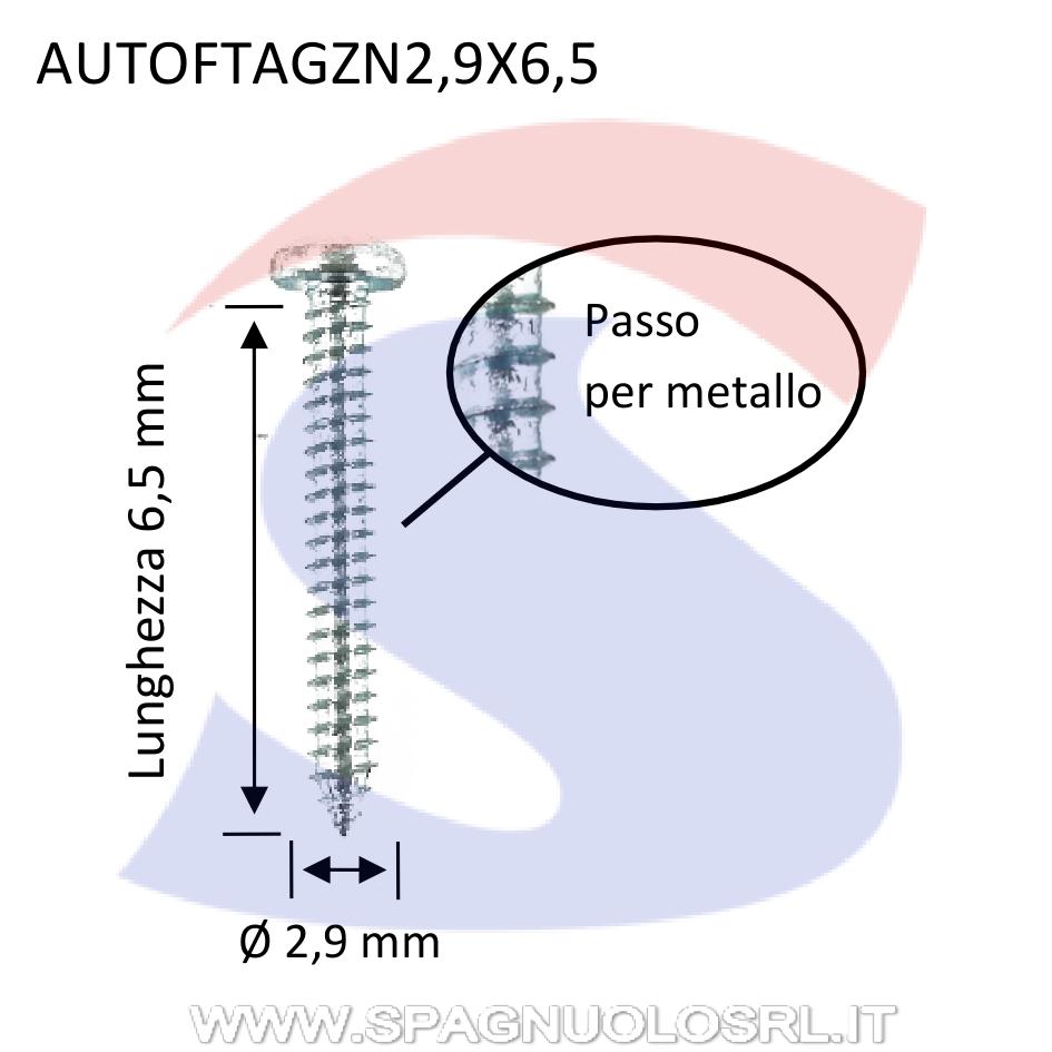 Vite Autofilett. TC Calotta ed Impronta a Taglio ZN 2,9X6,5 - VITI AUTOFTAGZN2,9X6,5