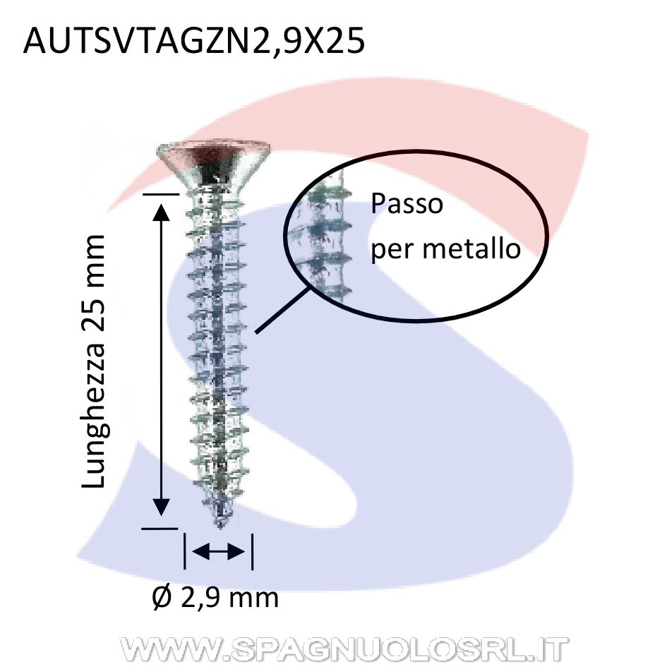 Vite Autofilett. TSP Calotta ed Impronta a Taglio ZN 2,9X25 - VITI AUTSVTAGZN2,9X25
