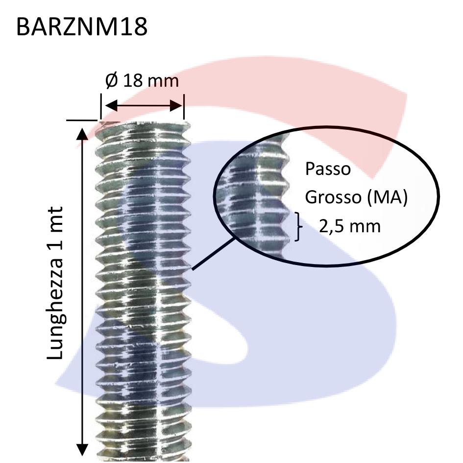 Barra Filettata Zincata 4.8 da 1 mt M18 - VITI BARZNM18