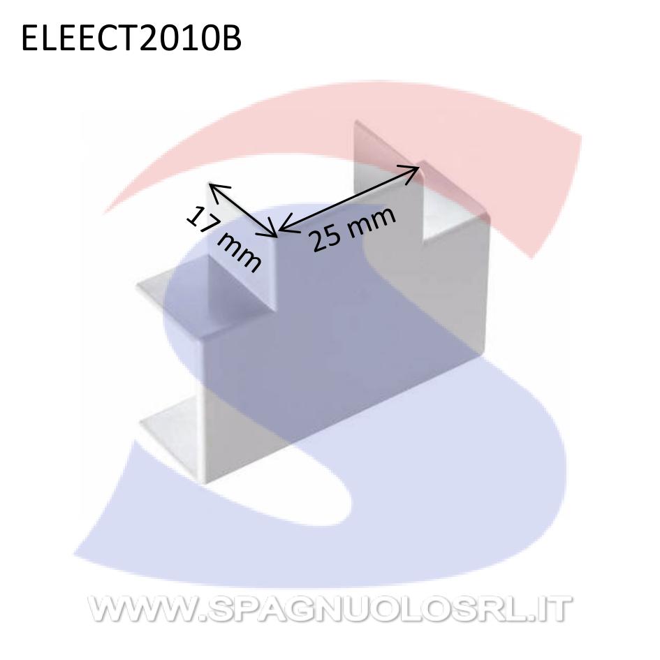 Giunzione a T 25x17 mm Bianco RAL 9001 in PVC - ELETTROCANALI ECT2517B