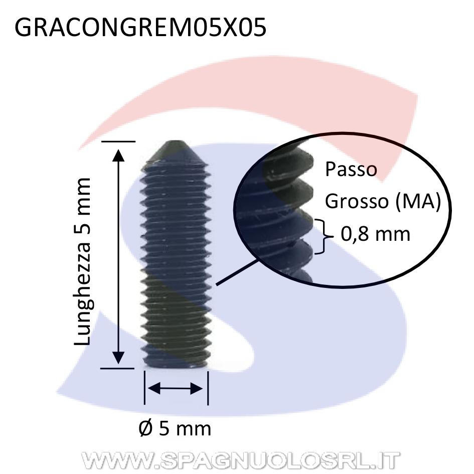 Vite senza Testa (GRANO) con Estremità Conica Brunita 5X5 - VITI GRACONGREM05X05