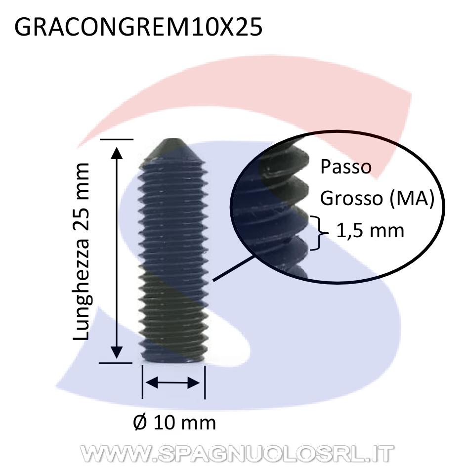 Vite senza Testa (GRANO) con Estremità Conica Brunita 10x25 - VITI GRACONGREM10X25