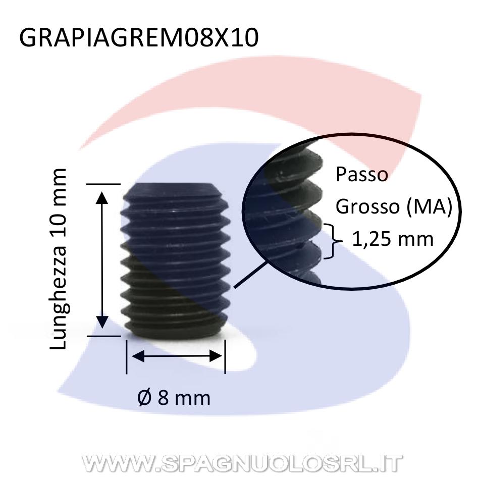 Vite senza Testa (GRANO) con Estremità Piana Brunita 8X10 - VITI GRAPIAGREM08X10