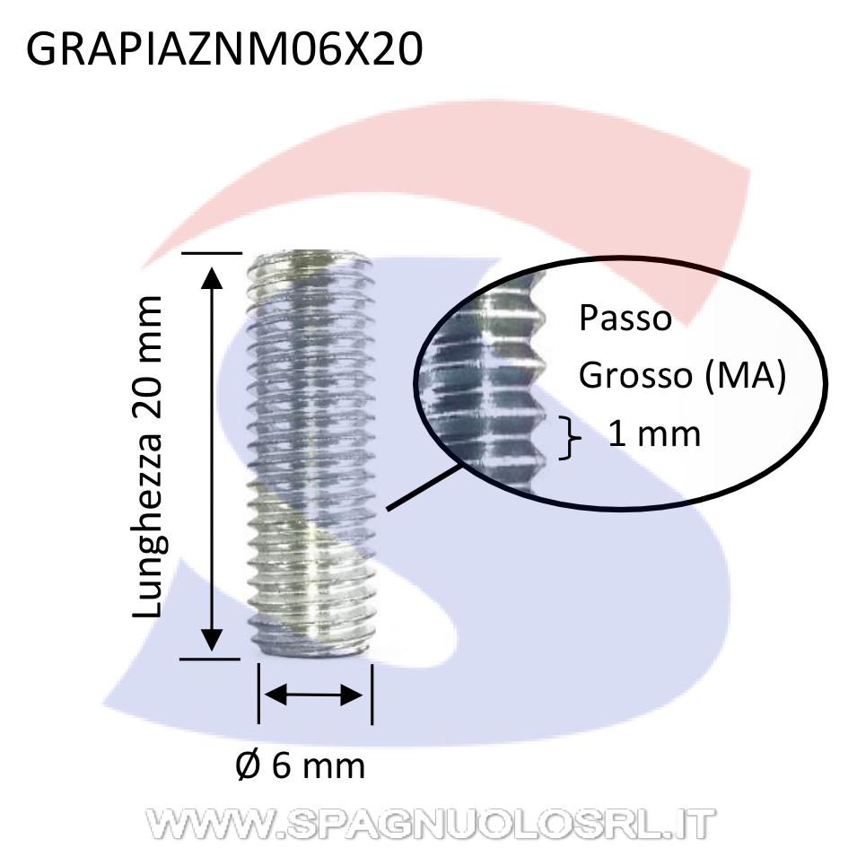 Vite senza Testa (GRANO) con Estremità Piana Zincata 6X20 - VITI GRAPIAZNM06X20