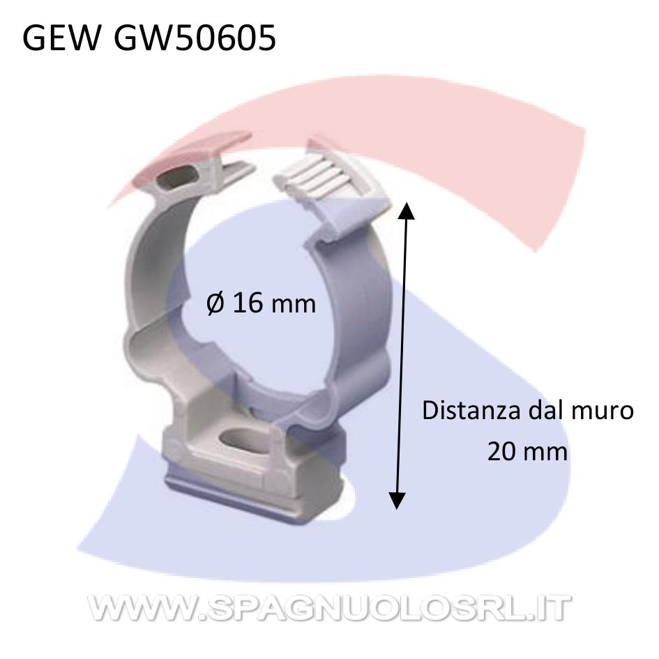 Supporto a collare in polimero per tubo Ø 16 mm Grigio - GEWISS GW50605