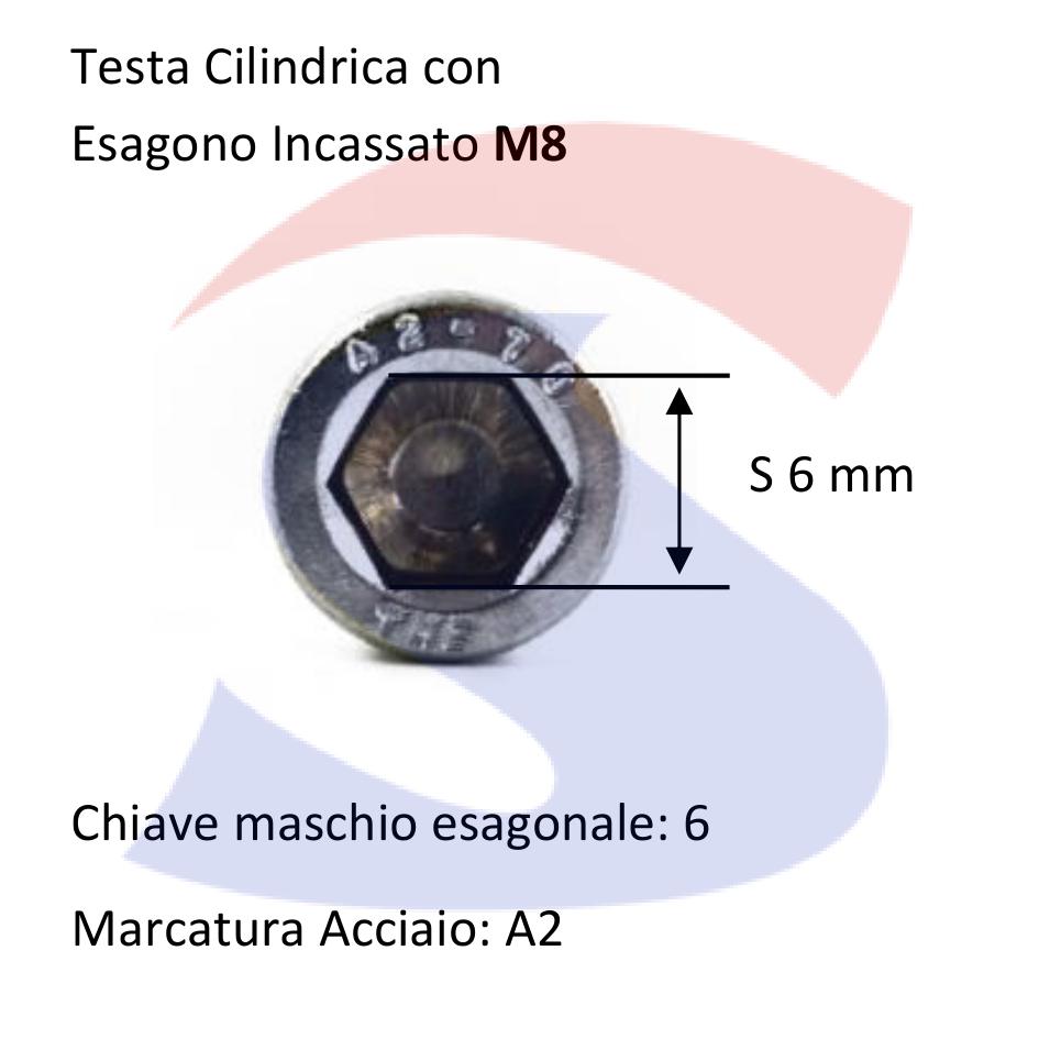 Vite TCEI Inox Totalmente Filettata 8X30 mm - VITI VITTCEIM08X30IN