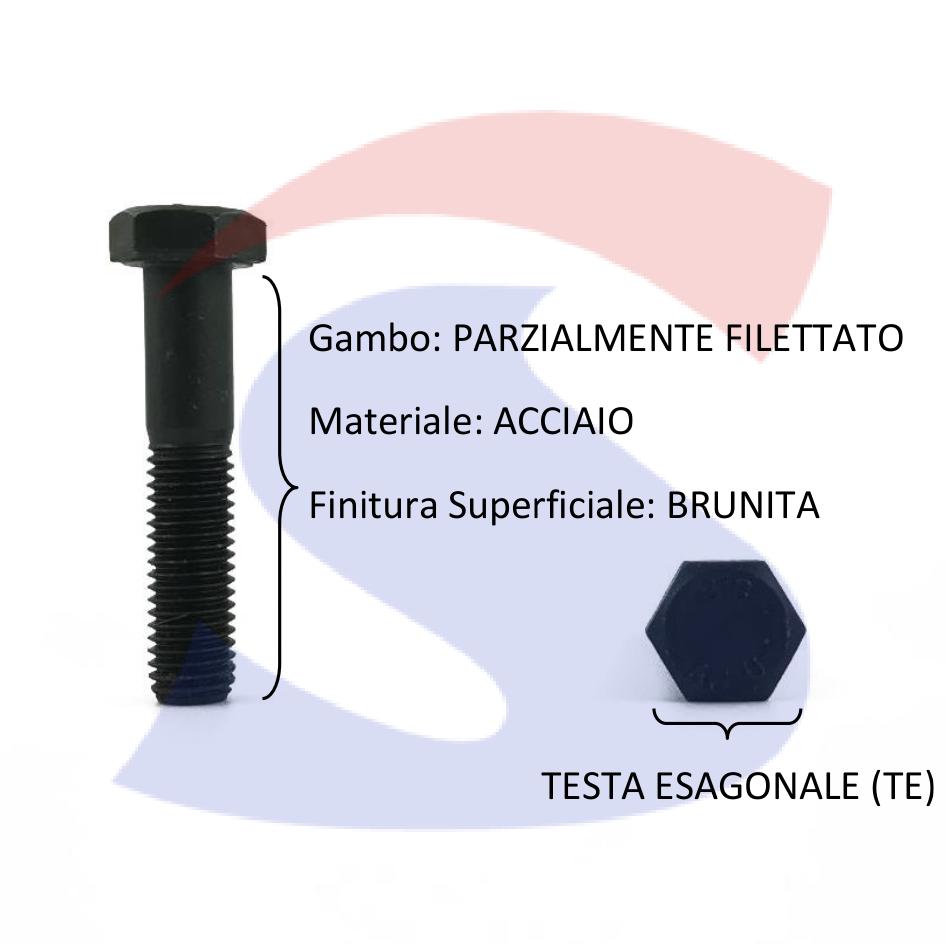 Vite TE 8.8 Parzialmente Filettata Brunita 33x140 mm - VITI VITTEM33X140