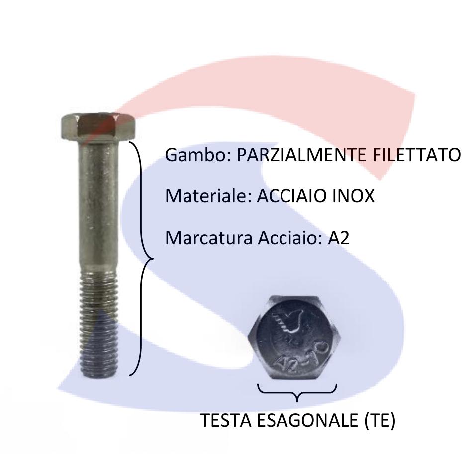 Vite TE Inox Parzialmente Filettata 20X140 mm - VITI VITTEM20X140IN