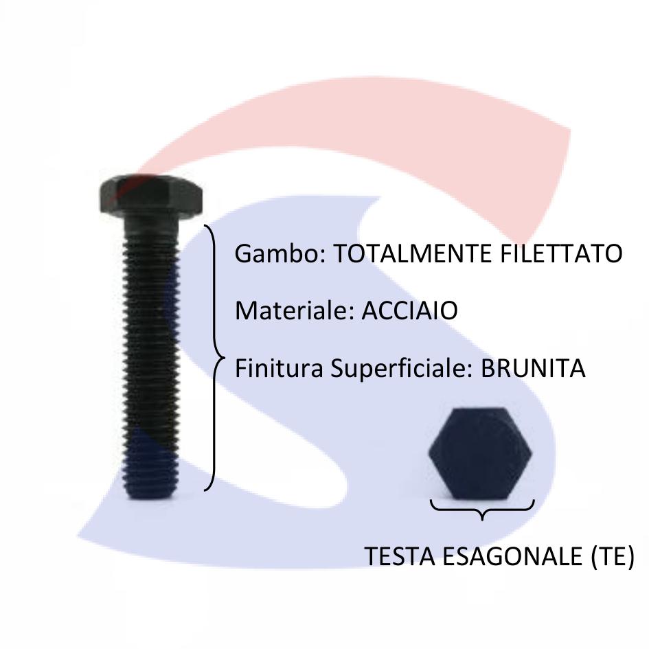 Vite TE 8.8 Totalmente Filettata Brunita 6x40 mm - VITI VITTEM06X40