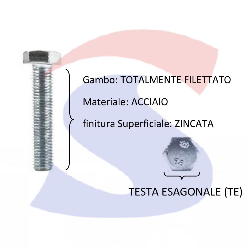 Vite TE 8.8 Totalmente Filettata Zincata 6X90 mm - VITI VITTEZNM06X90