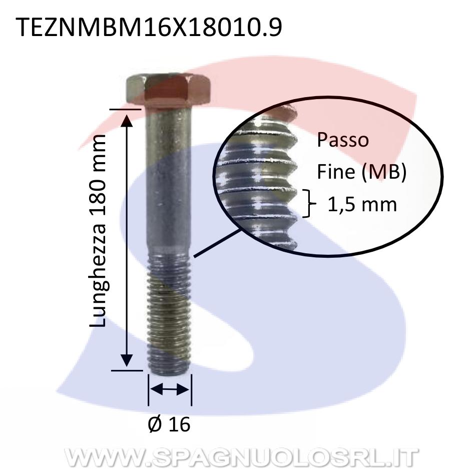 Vite TE 10.9 Parzialmente Filettata Zincata 16x180 mm - VITI TEZNMBM16X18010.9