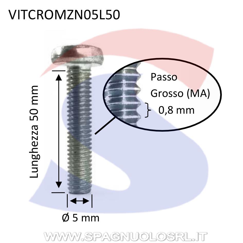 Vite TC con Calotta ed Impronta a Croce Zincata 5X50 mm - VITI VITCROMZN05L50