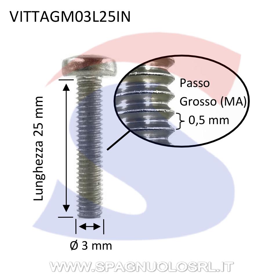 Vite TC con Calotta ed Impronta a Taglio Inox 3x25 mm - VITI VITTAGM03L25IN