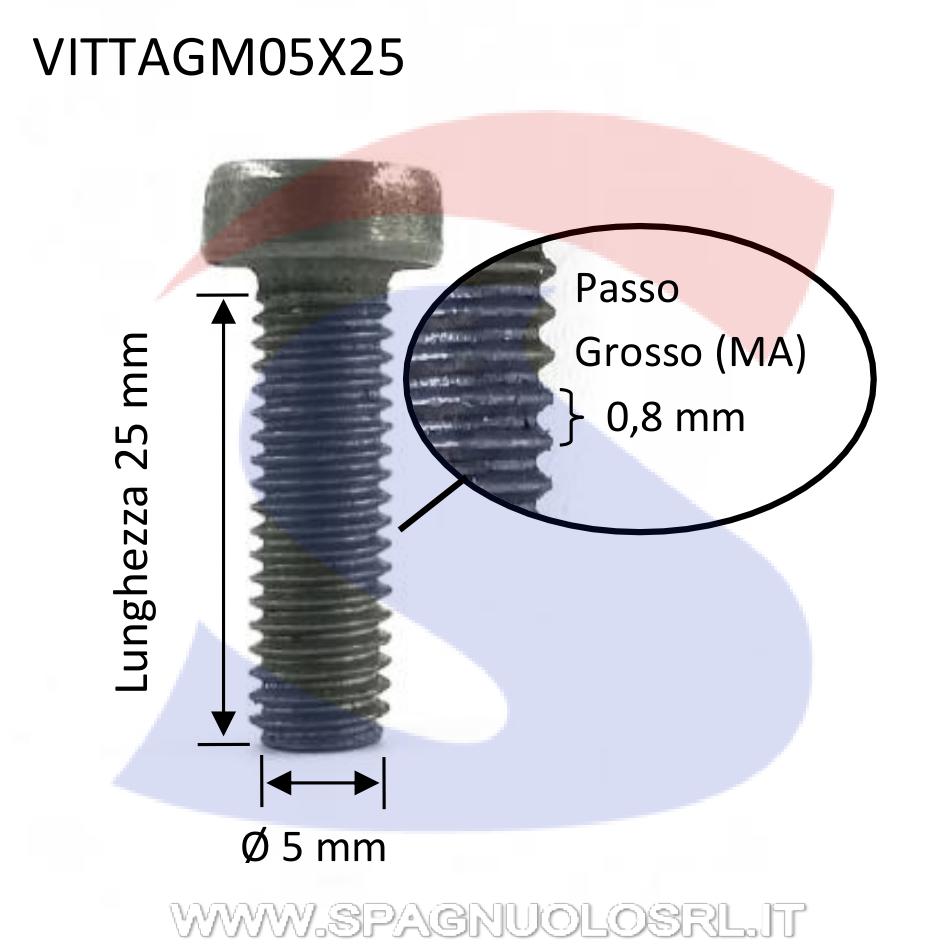 Vite TC con Calotta ed Impronta a Taglio Brunita 5X25 mm - VITI VITTAGM05X25